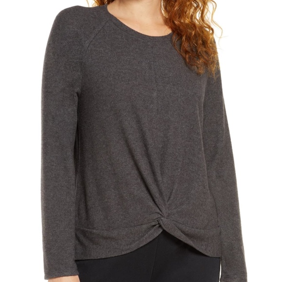 Socialite Sweaters - Socialite Twist Front Brushed Hacci Sweatshirt